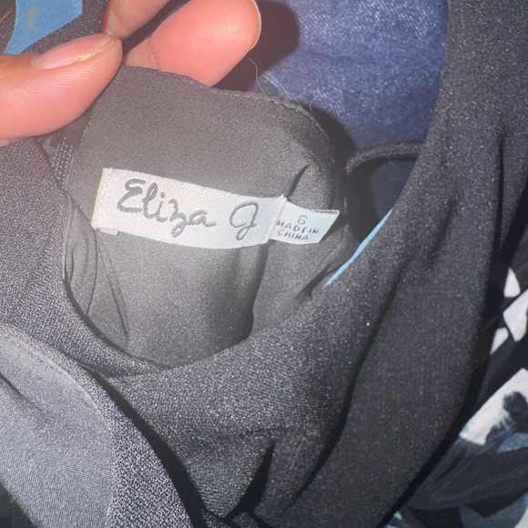 Eliza J Black and Purple Floral Maxi Dress with Blue Sash - Picture 6 of 6